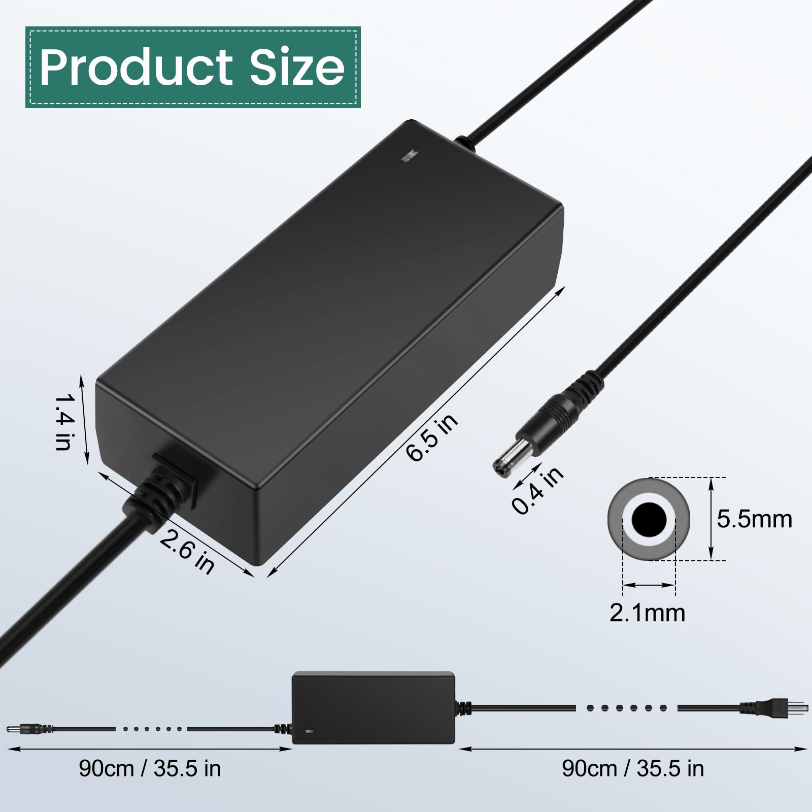 Fuente de alimentación CC, adaptador de CA a CC, Negro, CC 12 V 6 A