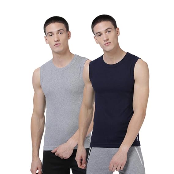 Levi?s Men?s 100% Cotton 100 CA Solid Sleeveless Gym Vest (Pack of 2)