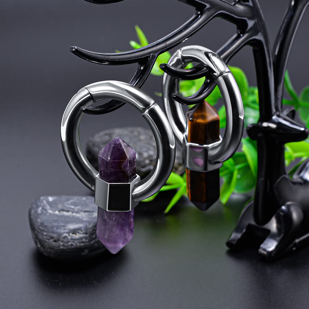 ERKUOO 1 paio pesi auricolari appendini gotico tappi per le orecchie calibri tunnel in acciaio inossidabile penzoloni barella orecchini piercing per donne uomini regalo 5mm 6mm 8mm
