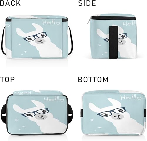 Miniatura 4 de Bolsa de almuerzo aislada de alpaca blanca para mujer, reutilizable, bolsa cuadrada para comidas para adultos y hombres, lonchera más fresca para