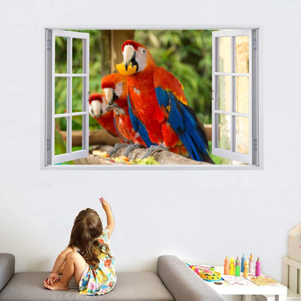 Calcomanía Rota 3D, Loro Adhesivo Extraíble De Vinilo Para Despegar Y Pegar, Tatuaje De Pared Niñas Niños Dormitorio Guardería Habitación Decoración Para El Hogar 110x70cm