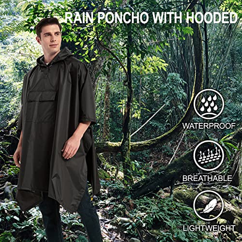 salamra Hooded Rain Poncho Waterproof Raincoat Jacket for Men/Women/Adults with Pocket - Image 3