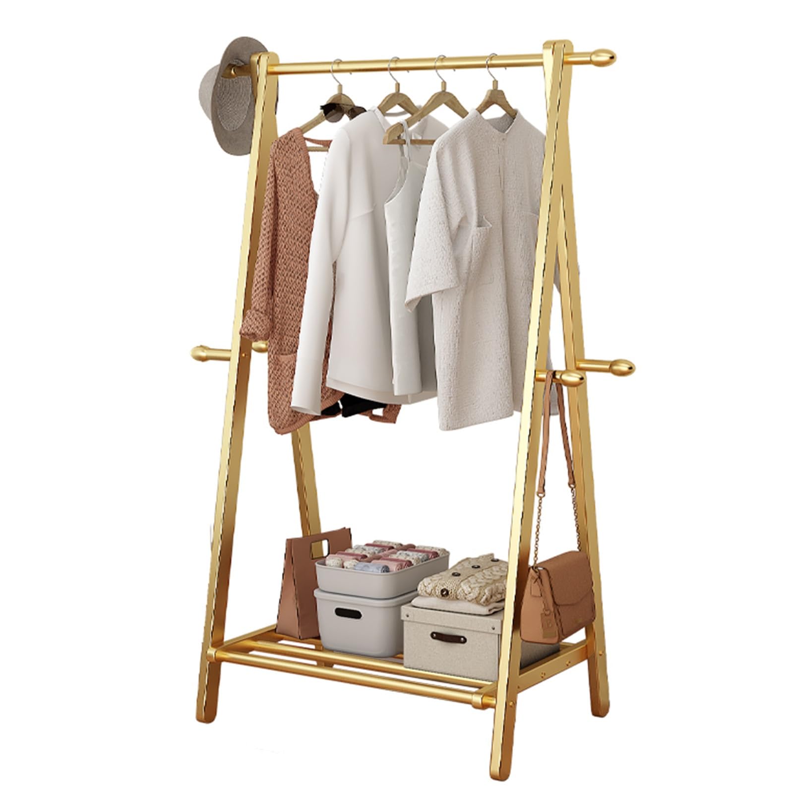 Portant penderie à vêtements doré pour sublimer votre entrée ou chambre
