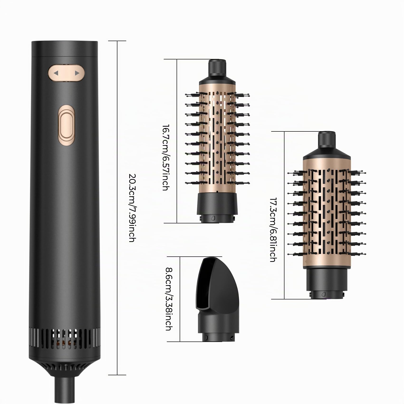 3 in 1 Rotierende Warmluftbürste Rundbürstenföhn Automatischer Lockenstab große Locken 38MM/50MM, Negative Ionen Föhnbürste für Lockig/flauschig/glatt/föhnen
