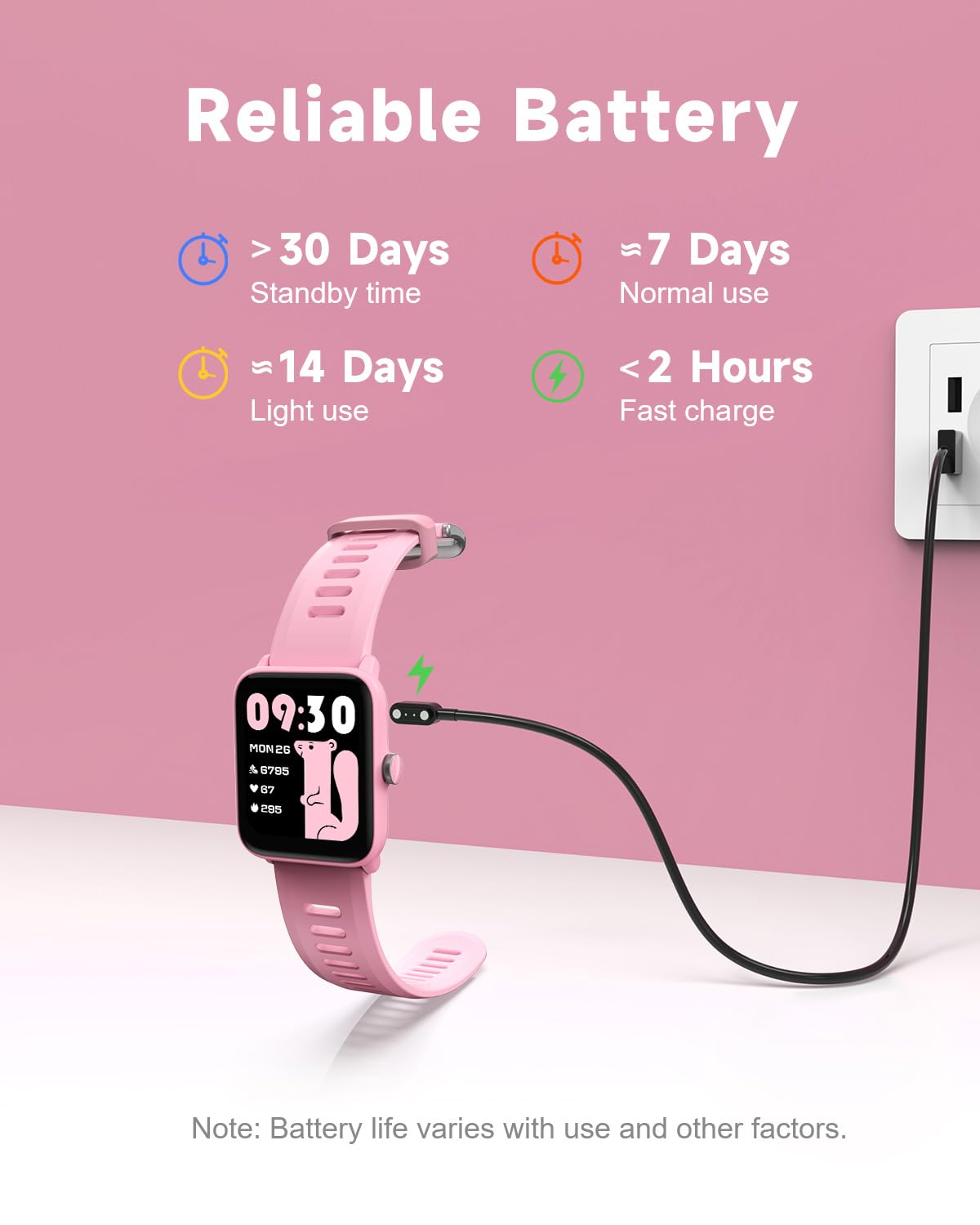 BIGGERFIVE Vigor 2 Montre de suivi d'activité pour enfants filles garçons âgés de 5 à 12 ans BIGGERFIVE Vigor 2 Montre de suivi d'activité pour enfants filles garçons âgés de 5 à 12 ans