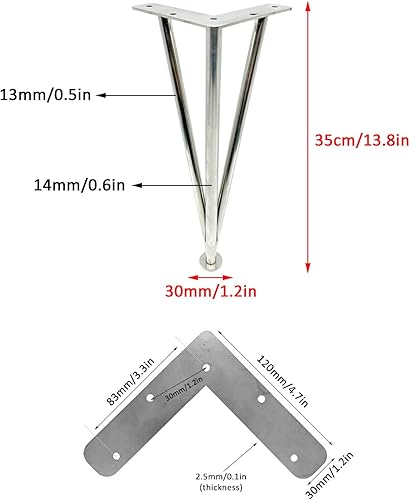Miniatura 9 de Patas ajustables en color negro y plateado, patas de armario de cocina de acero inoxidable, patas de mueble para mesa de café, patas de soporte de