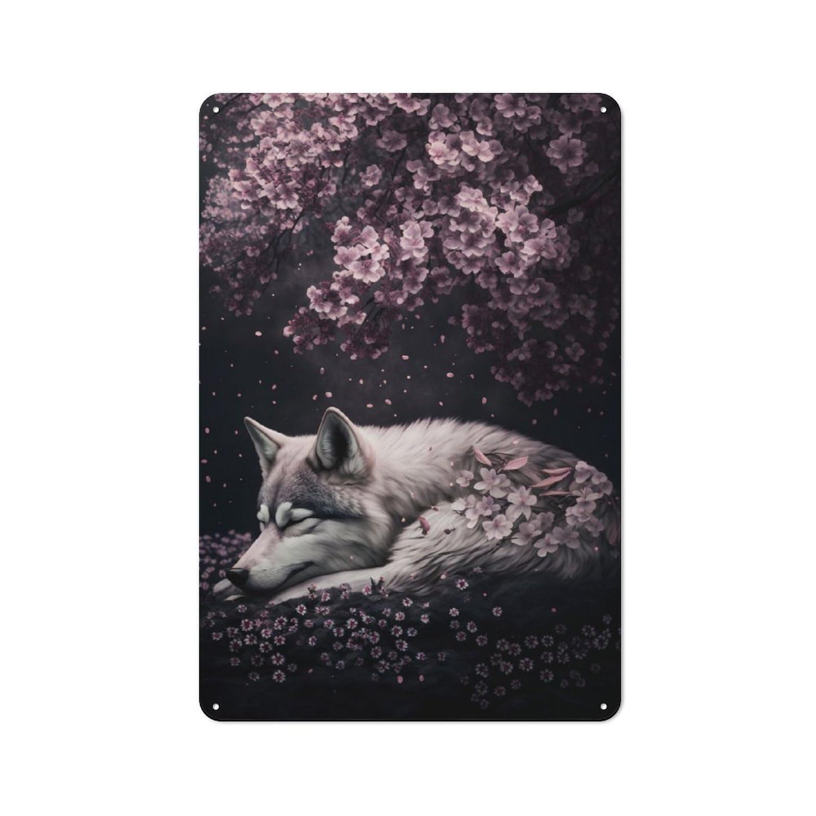 Everyday Sleeping Wolf Metal Gift Sign 30x20cm, Room Wall Plaque for Home, Shop, Pub Or Studio Wall
