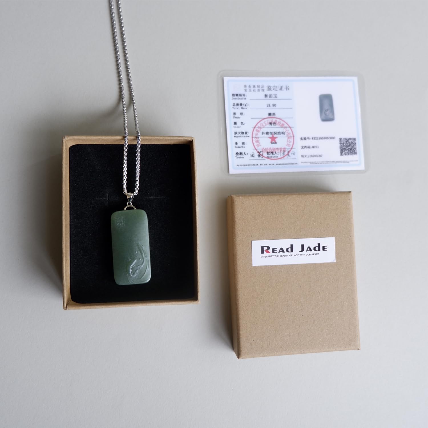 Natural Hetian Jasper Pisces Pendant Handmade Dark Green Hotan Jade Fish Amulet Sweater chain