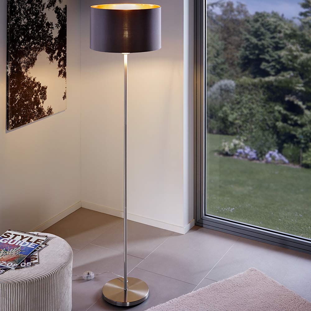 Lampada Sospensione EGLO Pasteri - Tessuto Grigio, Nichel Opaco - Diametro 38cm - Foto 2