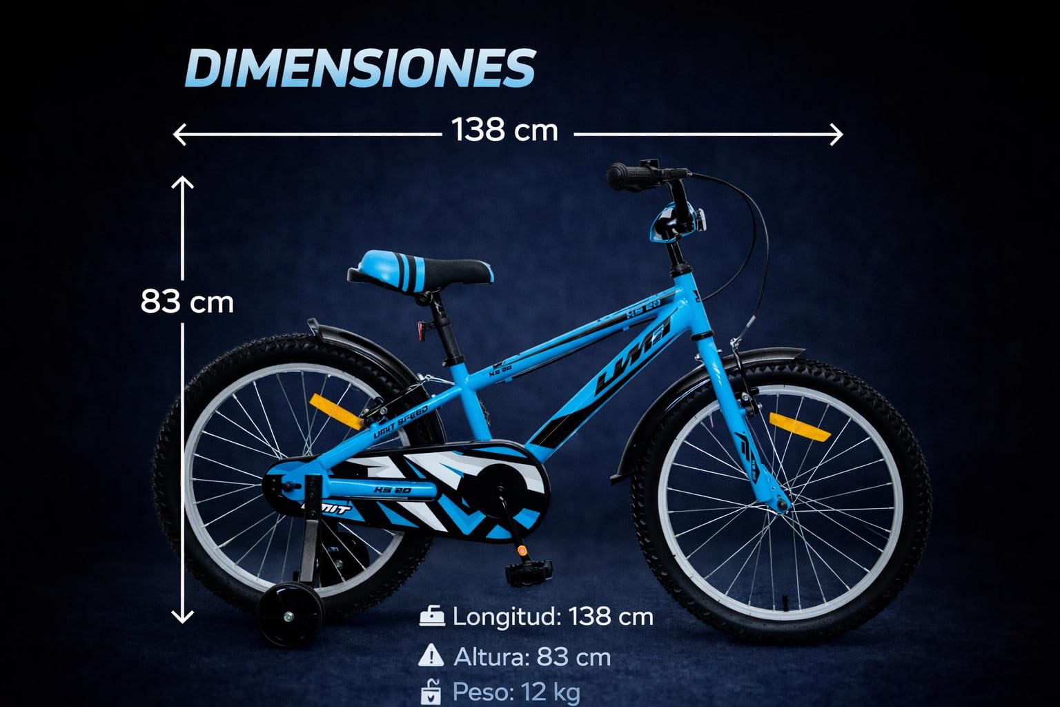 Bicicleta 20 Pulgadas niño | Bicicleta niño 6-10 años + Frenos V-Break + Estabilizadores + Cuadro Acero | Segura y Resistente