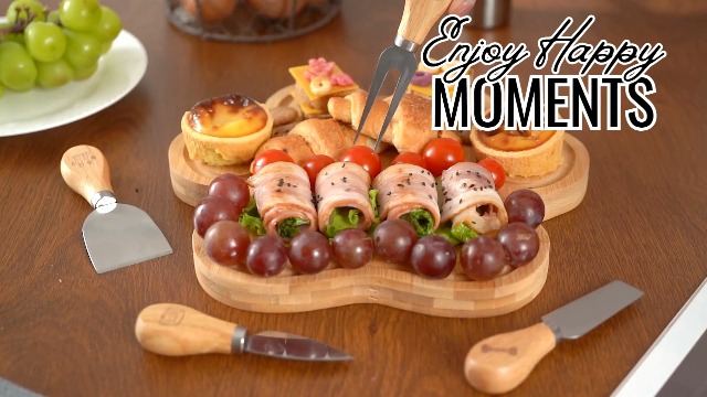 Tabla de cortar con forma de pata de perro de bambú miniatura 7