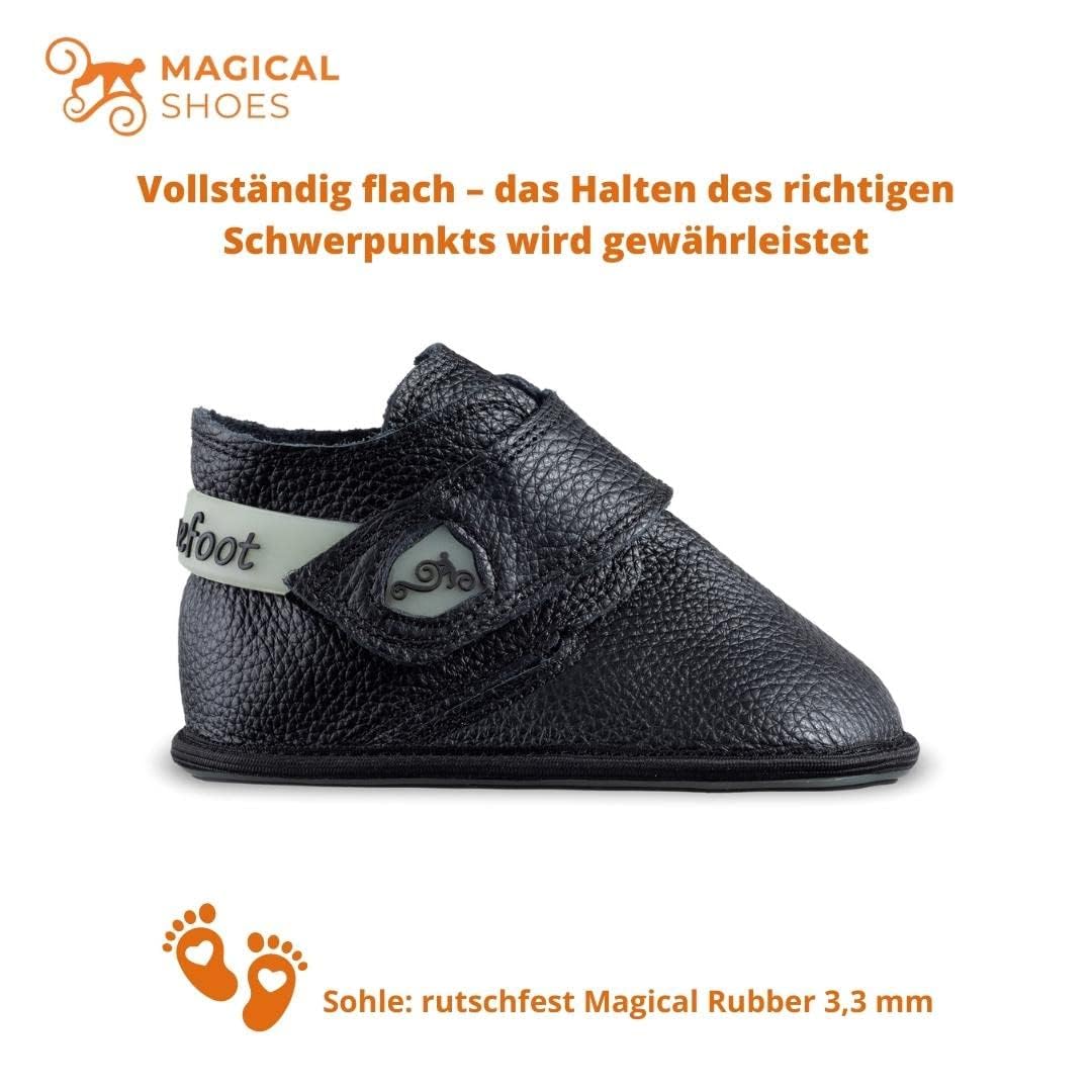 Magical Shoes Calzado Barefoot Bebé, Zapatos Primeros Pasos para Bebé – Niños, Zapatillas de Cuero, Zapatos de Gateo, Zapatos Minimalistas, Talla 18-23, Baloo 2.0