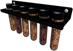 Porta Tempero para Parede, com 5 Tubos em Acrílico, Preto, DiCarlo