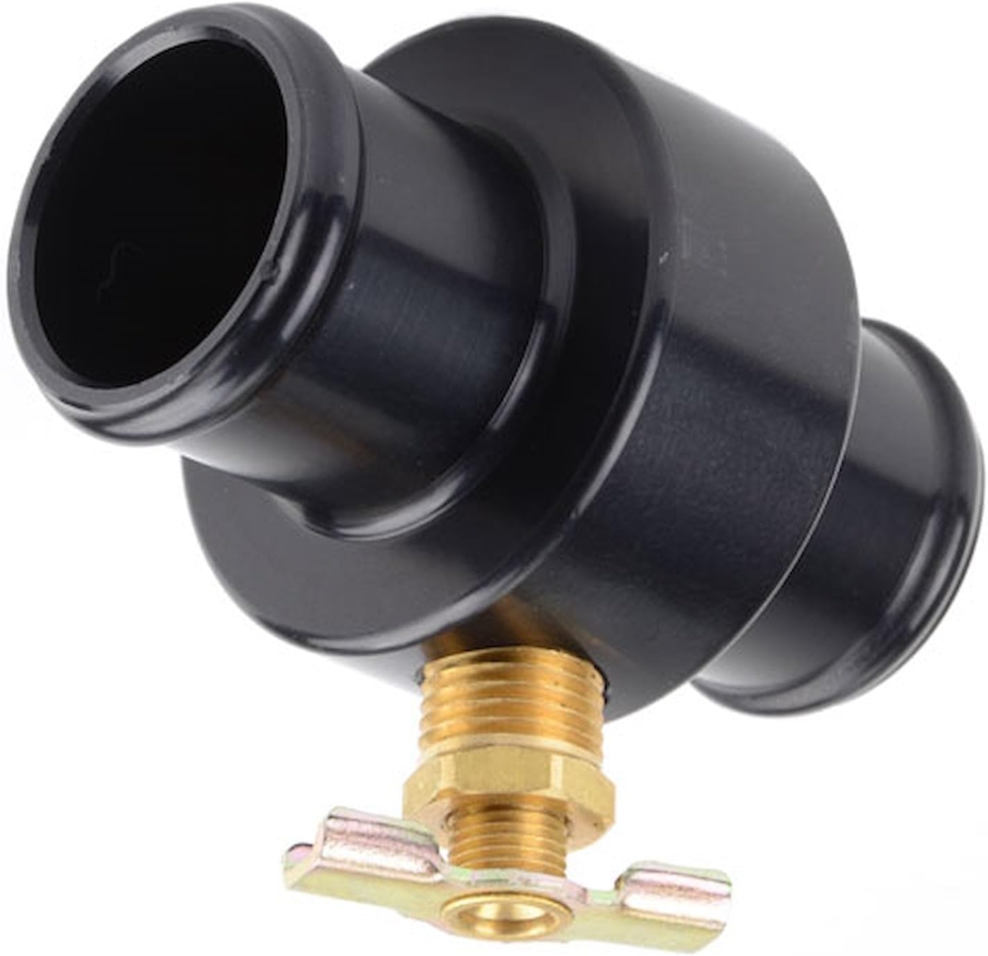 JEGS Inline Radiator Hose Drain | Made In USA | 1.25� Outside Diameter | 1� Inside Diameter | 3� Long | 1/4 � NPT Drain Petcock | Billet Aluminum | Black Anodized | 1 Per Package