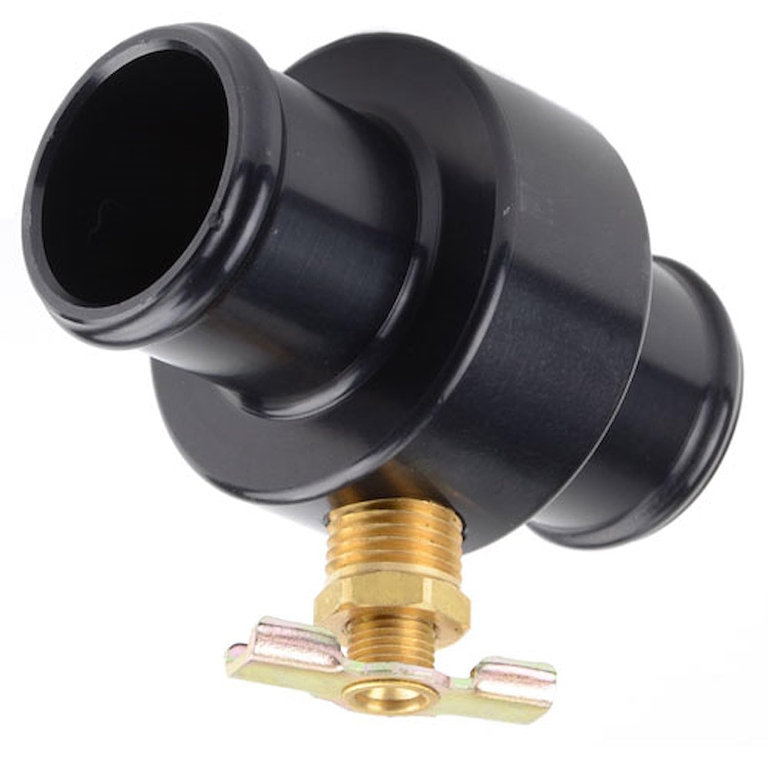 JEGS Inline Radiator Hose Drain | Made In USA | 1.25in.Outside Diameter | 1in.Inside Diameter | 3in.Long | 1/4in. NPT Drain Petcock | Billet Aluminum
