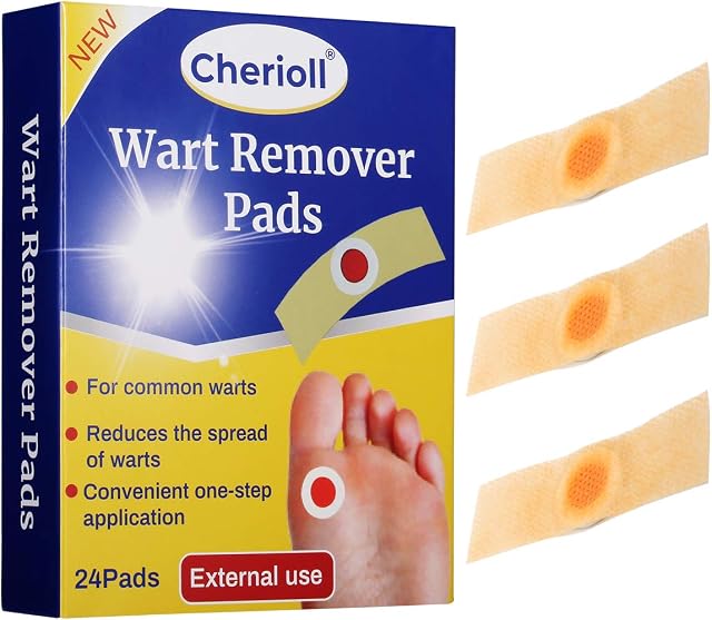 Wart Remover, Wart Removal Plasters Pad, Foot Corn Removal Plaster with Hole, Feet Callus Remove, Soften Skin Cutting Sticker Cure Toe Protector, Relief Pain Removal Warts Plaster 24 Pcs/Box