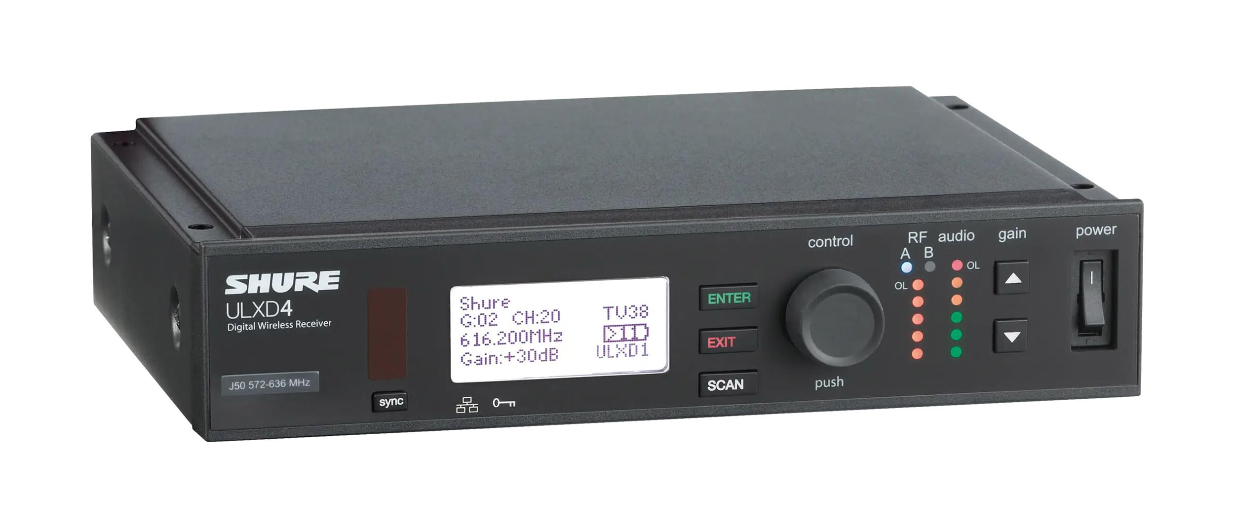 Shure ULXD4 Single Channel Receiver - for use with ULX-D Digital Wireless Microphone Systems, Transmitter Sold Separately | H50 Band (ULXD4=-H50)