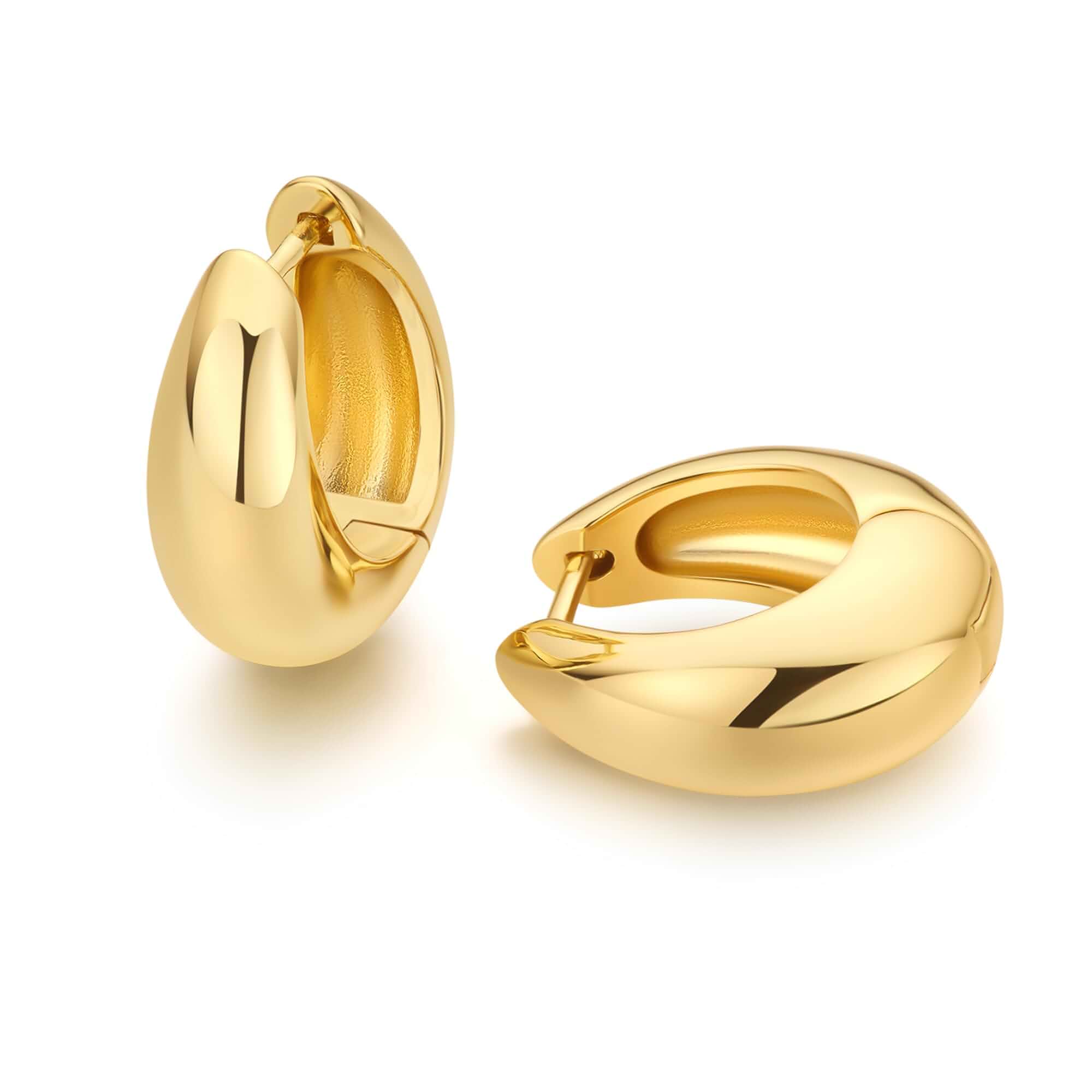 FRUMOS 18K Gold Plated Huggie Hoop Earrings for Women, 925 Sterling Silver Post, Hypoallergenic Small Earrings
