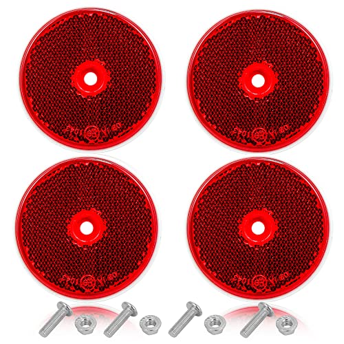 Teaaha Lot De 6 Catadioptres Ronds – 64 Mm, Rouges – Pour Remorque, Vélo, Moto, Caravane – Fixation Par Vis