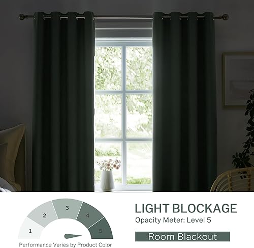 Miniatura 2 de Melodieux Cortinas opacas para dormitorio, cortinas de algodón de 84 pulgadas de largo, juego de 2 paneles de cortinas con ojales para ventana para