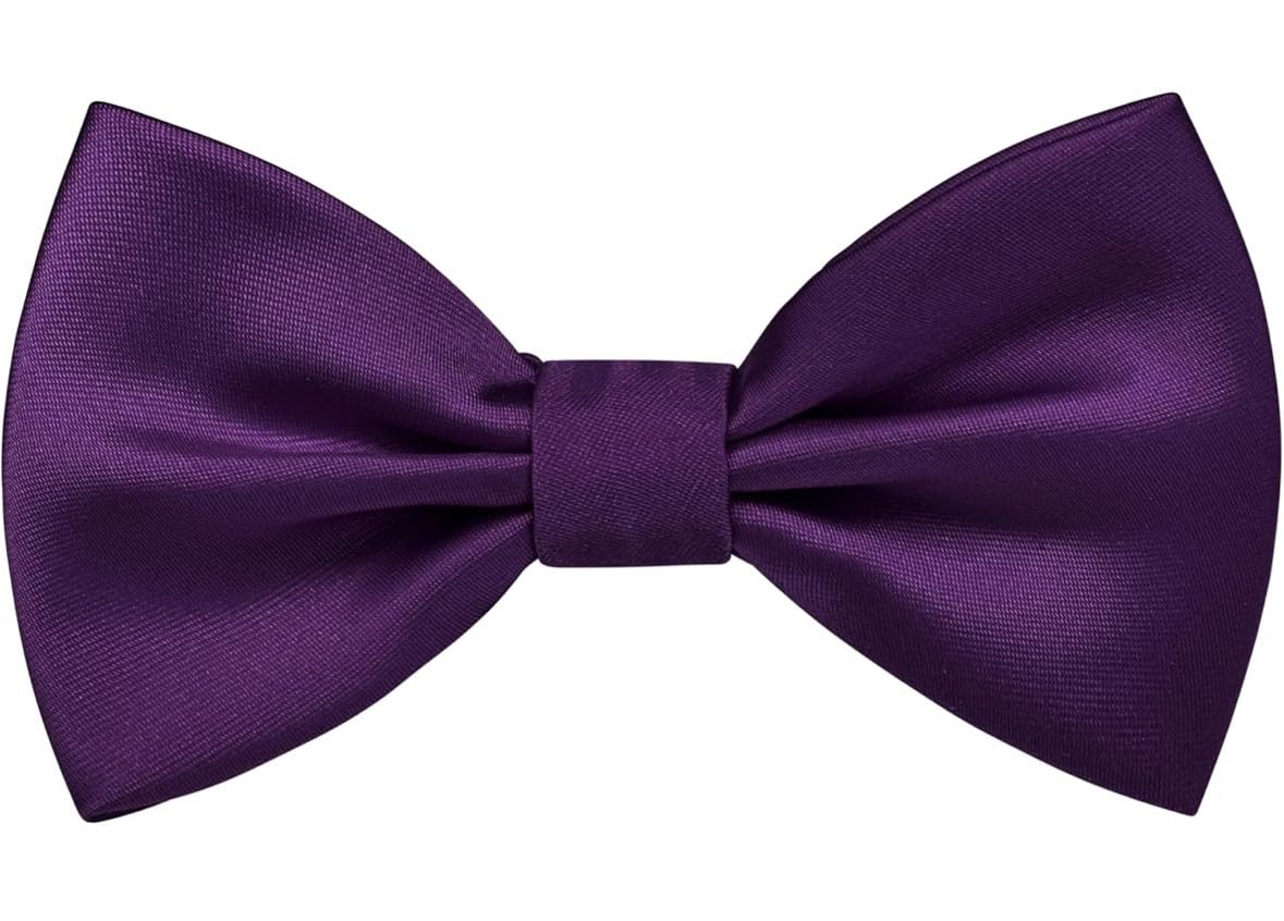 Random Stripe Premium Satin Bow Tie with Designer Brooch – 10 Color Options-picture-17