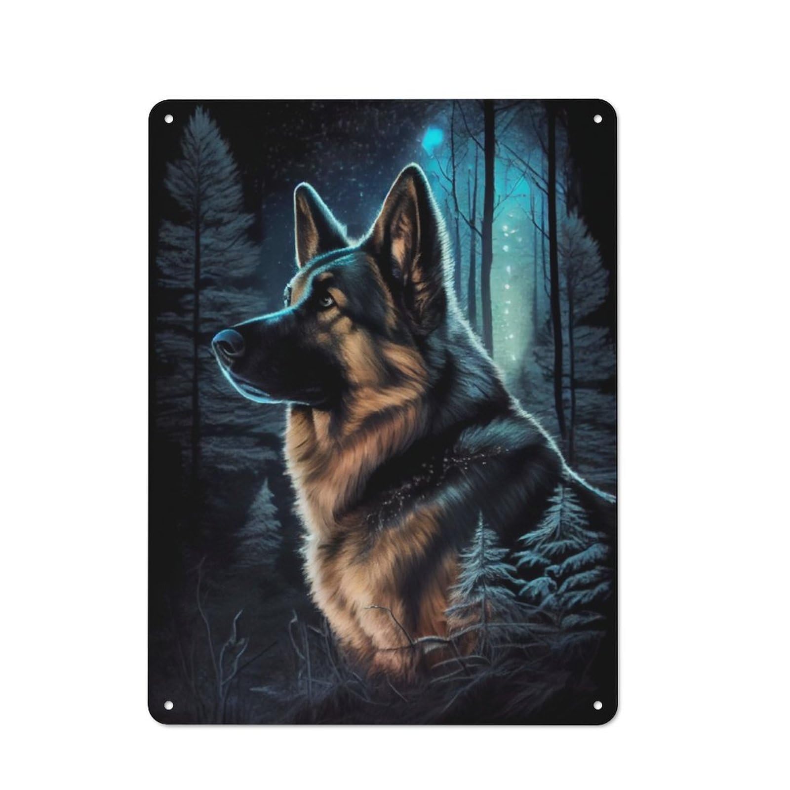 Junmoney German Shepherd Animal Tin Sign 40X30cm For Workshop Wall, Rustic Wall Decor, Suited To Workshop Decor Fans