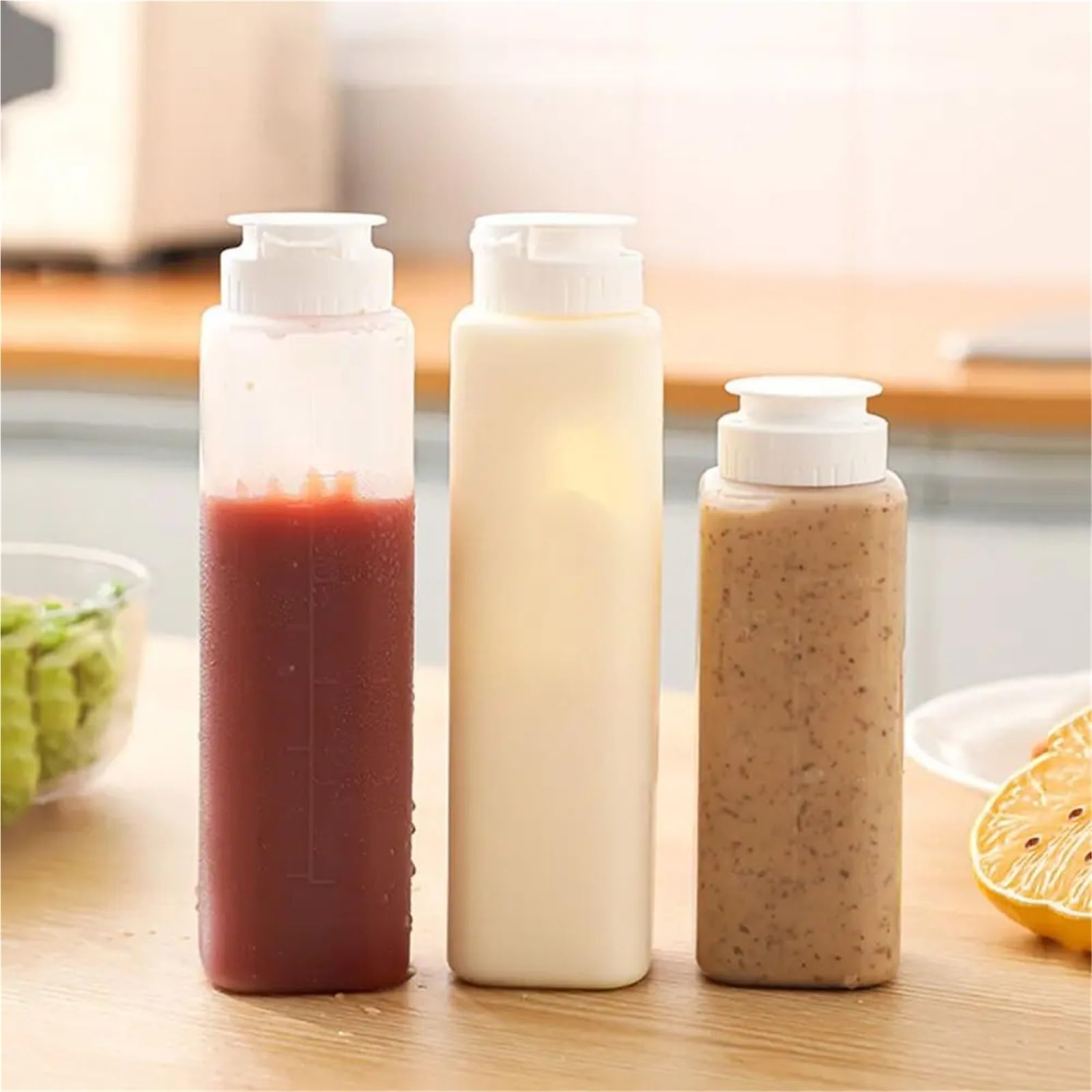 10 Uds. Botellas exprimibles for condimentos, salsas de mostaza y ketchup, botella extruida for, pulverizador aceite oliva para Salsa(300ML)