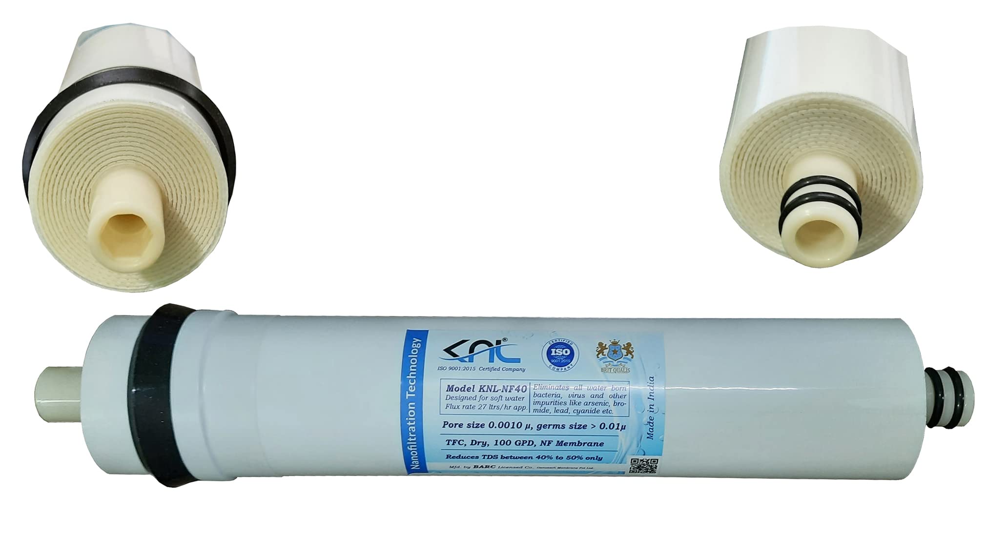 KNL NF40, TFC Dry 100 GPD NF Membrane, BARC Licensed, Flux Rate Around 24 ltrs/hr, Pore Size 0.001 μ, Reduces tds (40-50)%, Used in Domestic NF/RO Water Purifier, Suitable for Input TDS (200-350) ppm