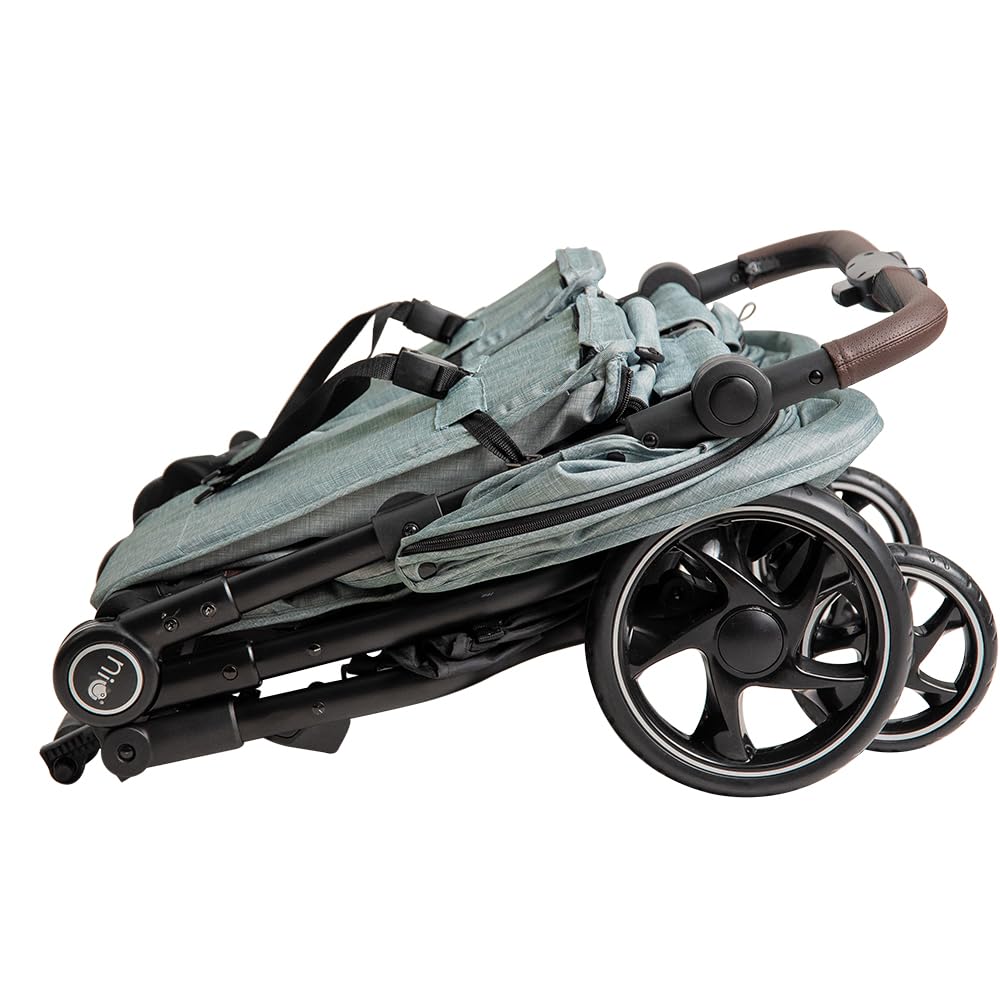 Olmitos - Silla de paseo Gemelar VentTwin+ para bebes - Ligera, Compacta y Versátil opción de carro gemelar - Capazo no incluido - Respaldos y Reposapiés ajustable Chasis de aluminio cuero de nailon
