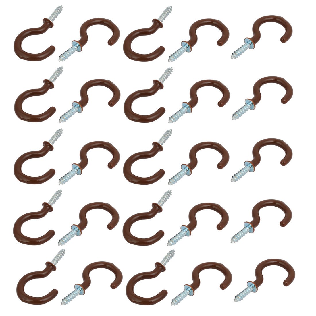 Uxcell Brown,Silver Sourcingmap 1 Inch Plastic Coated Screw-In Open Cup Ceiling Hooks Hangers Brown 25Pcs