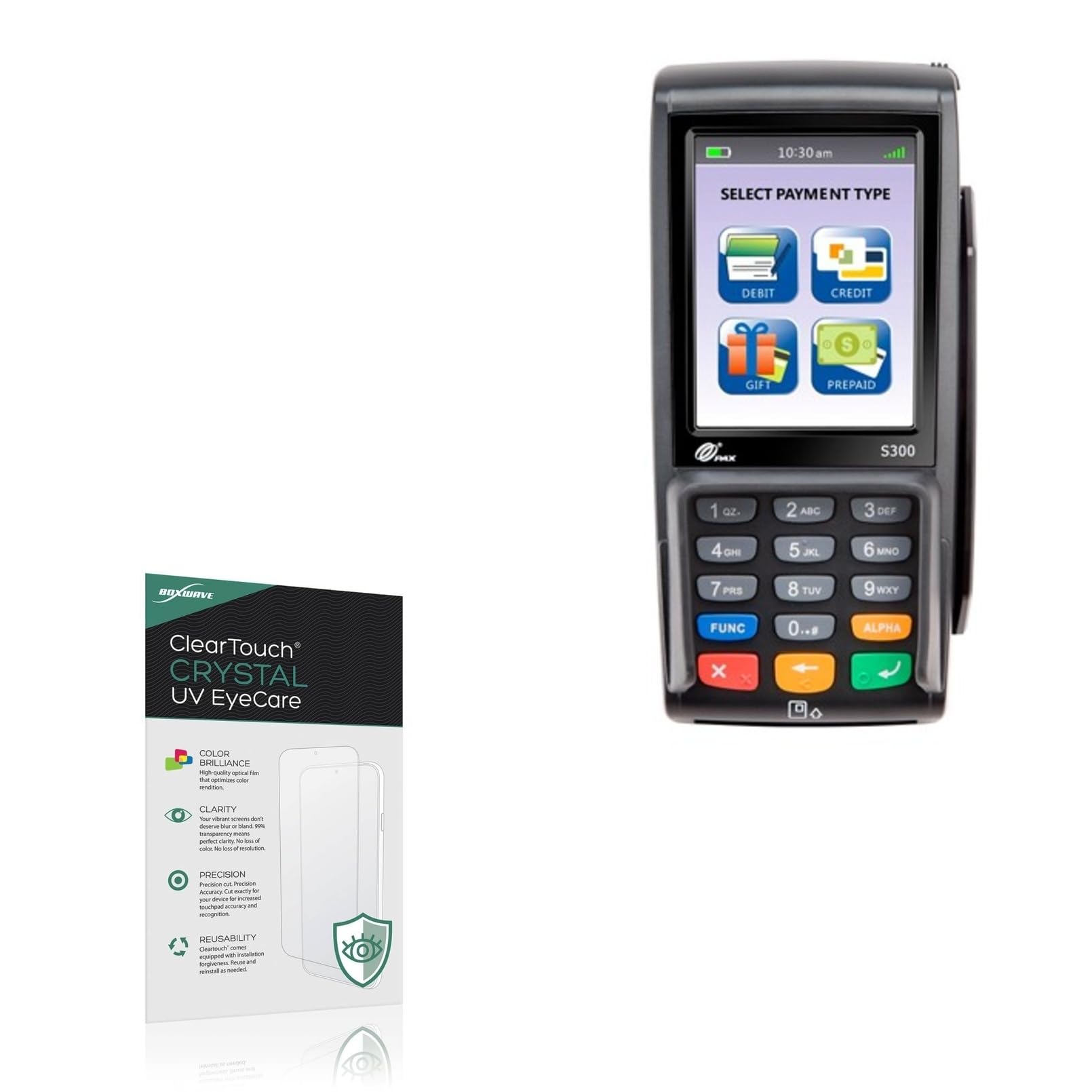 BoxWave Screen Protector Compatible With PAX S300 - ClearTouch Crystal Anti-UV EyeCare (2-Pack), Filters out Harmful Blue Light Reduce Fatigue