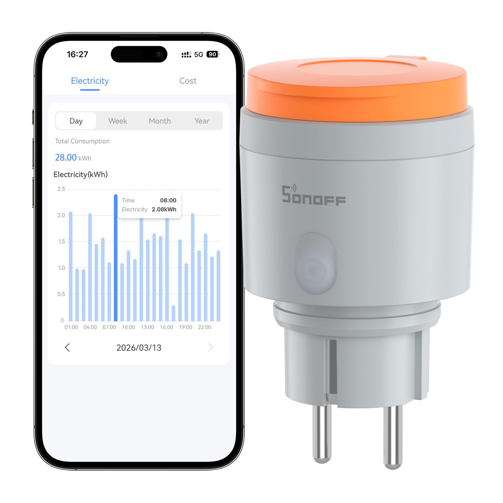 SONOFF S61s Outdoor (Schuko) - Intelligent Outdoor Socket, IP44, Matter Compatible, 2.4GHz WiFi, 16A, 3840W, Energy Monitoring, Overload Protection, Compatible with Alexa, Google Home, Home Assistant-image-10
