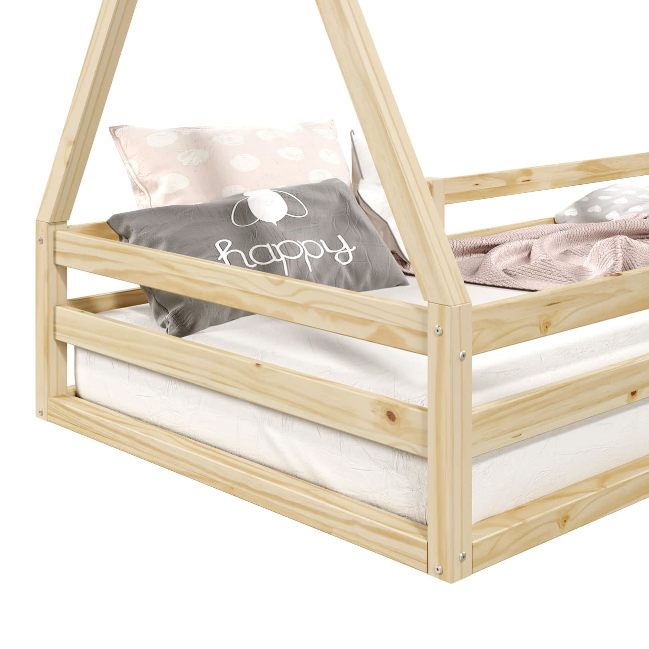 IDIMEX Lit cabane SILA 90x190 cm, lit Simple Enfant 1 Place Type Montessori, en pin Massif Finition Naturelle