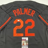 Vista 2 de Camiseta de béisbol negra de Baltimore de 1990 firmada y con COA JSA de Jim Palmer HOF
