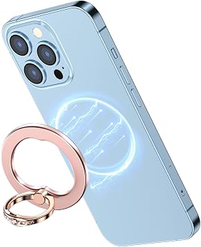 AUROX Magnetic Phone Ring Holder for iPhone 17 16 15 14 13 12 Magnetic Phone Grip for Magsafe Accessories 360 Rotation Adjustable Phone Finger Ring Grip Stand, Removable for Wireless Charging Pink
