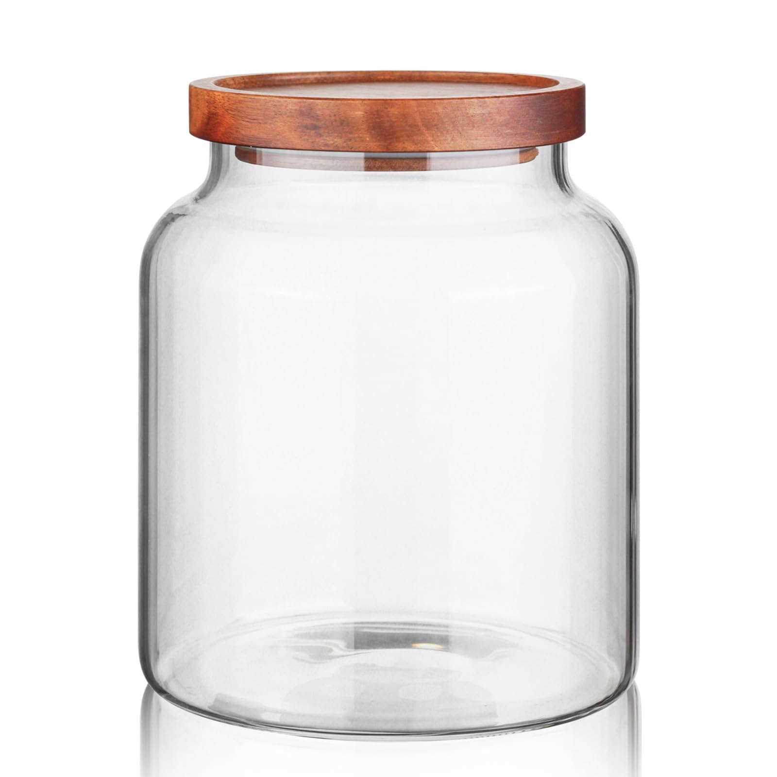 Labina Contenedor de almacenamiento de vidrio hermético para alimentos, recipiente de cocina con tapas de madera, tarro de vidrio de 86 onzas de boca ancha para harina, azúcar, galletas, espaguetis,