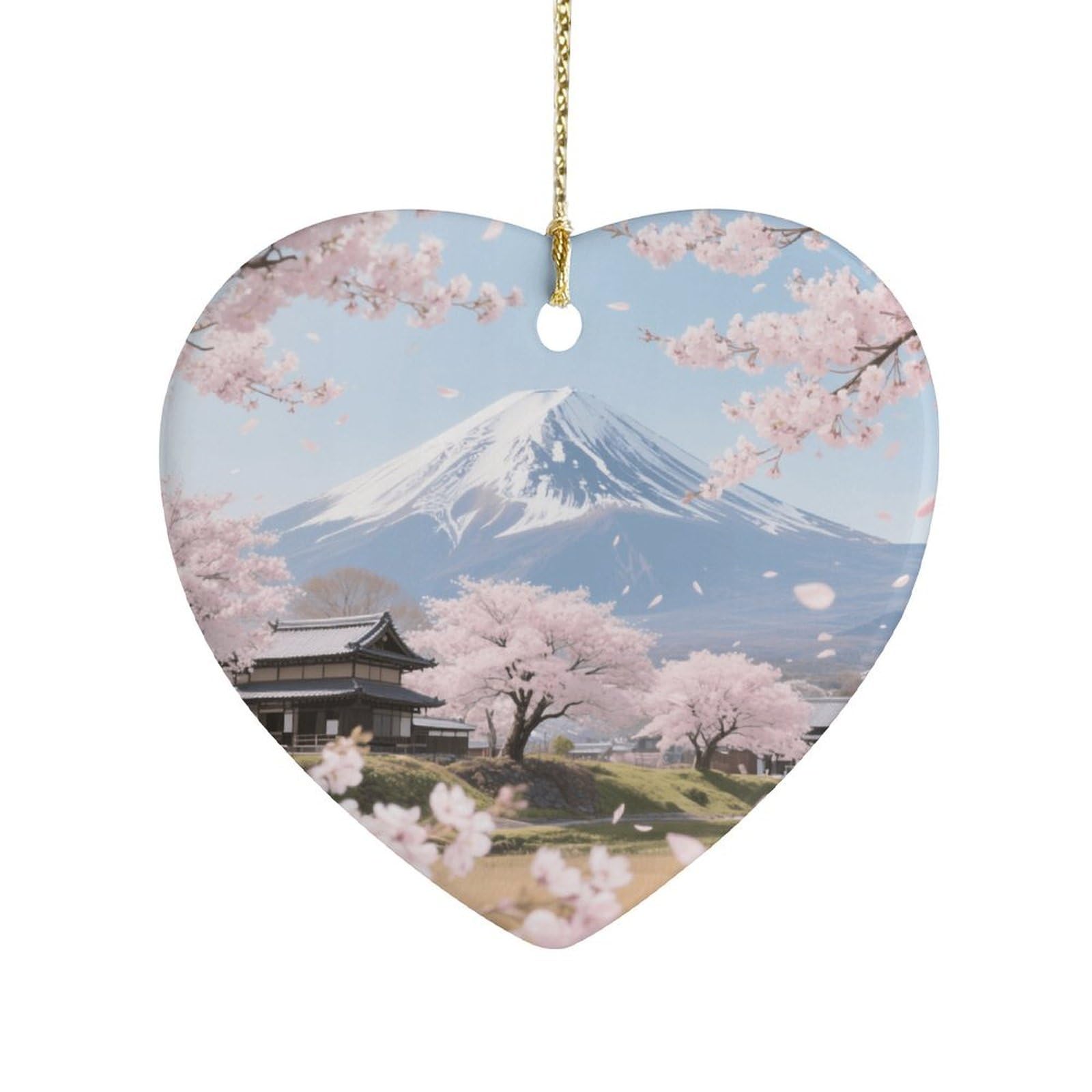 Fekiloot Style Mt. Fuji Cherry Blossoms Ceramic Ornament Home Decor Keepsake