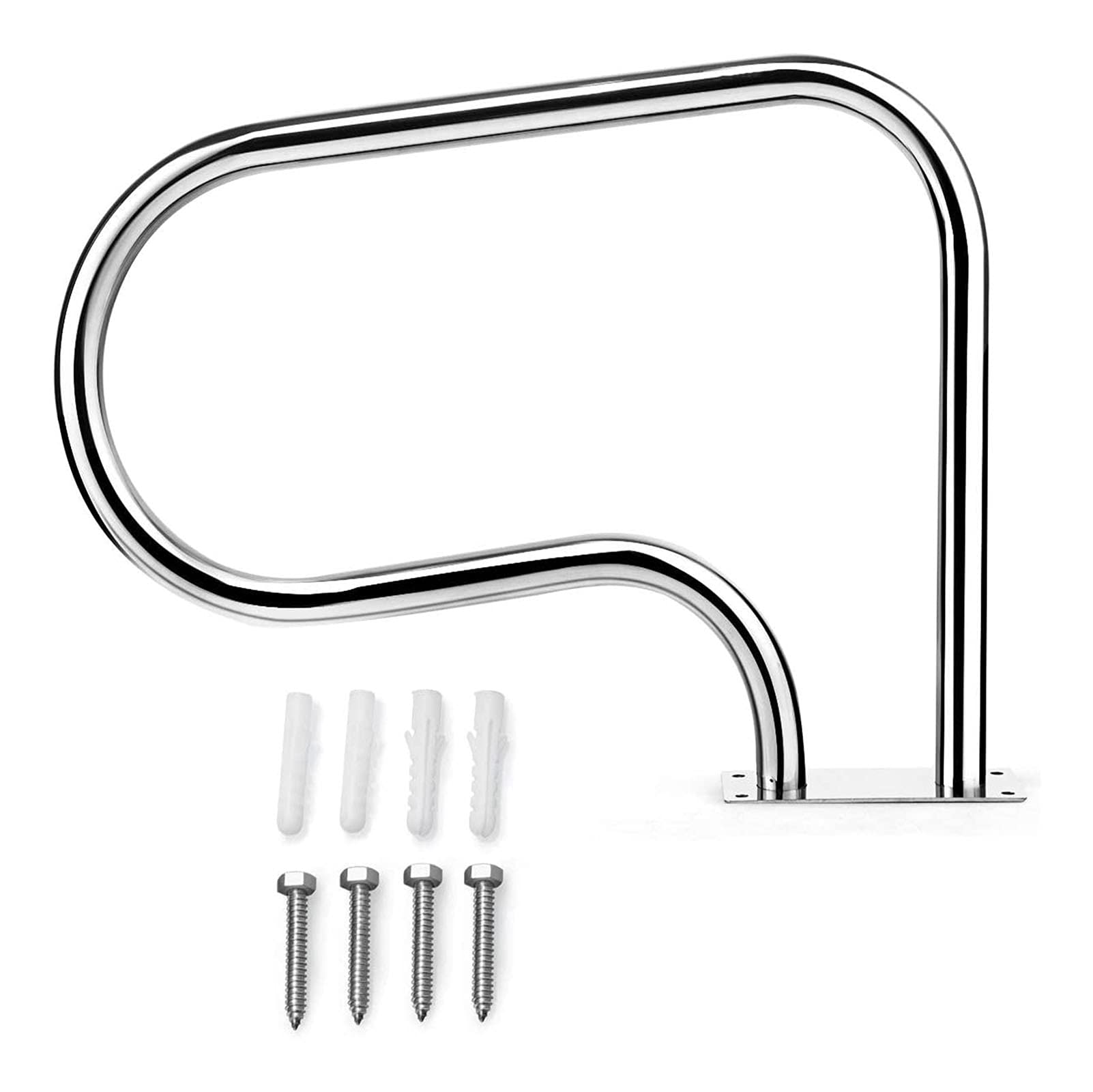 CGF- Pasamanos Barra de Mano para Piscina, Barra de Agarre Manual de fácil Montaje, Barra de Escalera para Piscina de Acero Inoxidable 304 con Placa Base y Cubierta de Agarre Azul de 4 pies