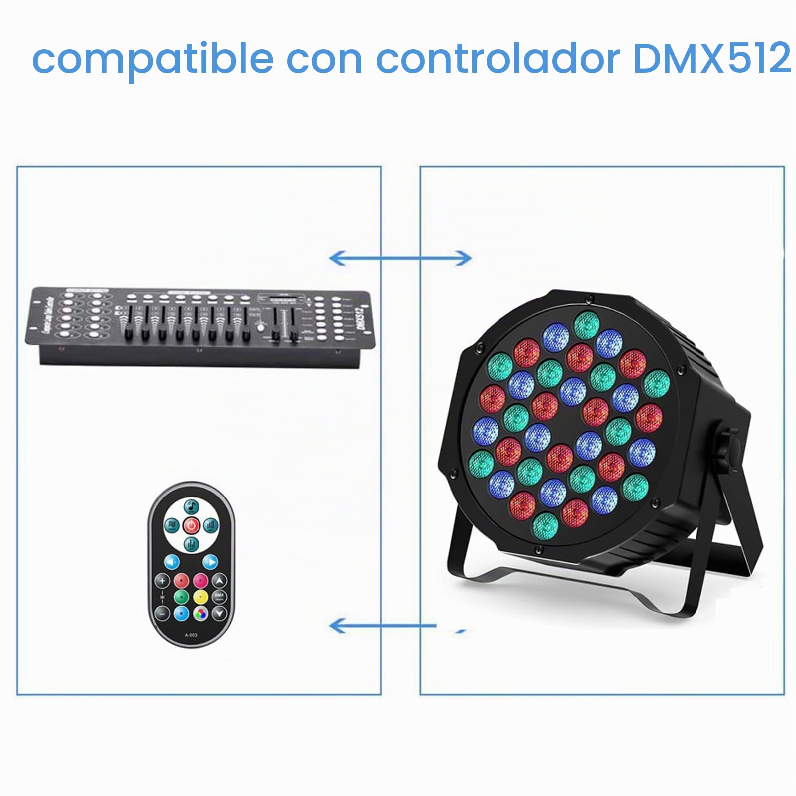 UKing 4PCS Foco Par LED, RGB 36 LED Luces de Escenario con Control Rmoto, Disco Efectos de Iluminación 7 Modos para Bodas Luces de Fiesta de Navidad