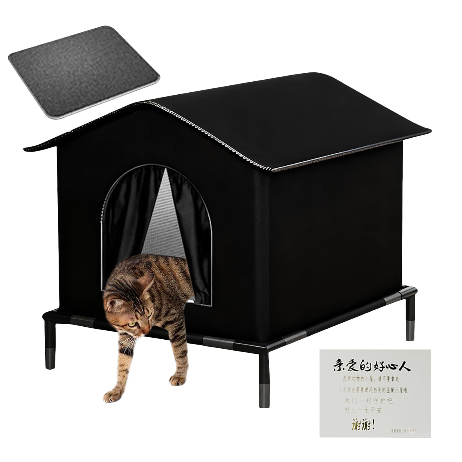 Casa para Gatos de Exterior - Tienda con Aislamiento Térmico Cálido - Casa para Gatos De Exterior con Base Elevada - para Perros, Gallinas Y Animales En, Patio Y