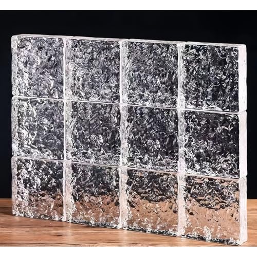 Bloques de vidrio – Ladrillos cuadrados de vidrio sólido transparente para pared decorativa, aislamiento térmico, separador de habitaciones, decoración arquitectónica