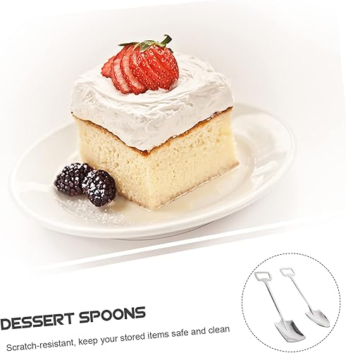 Miniatura 7 de HOMSFOU Cuchara de postre de 8 piezas, mini cucharas de pala, mini llave, accesorios para helado, abrelatas, cucharas en forma de pala, aperitivo,