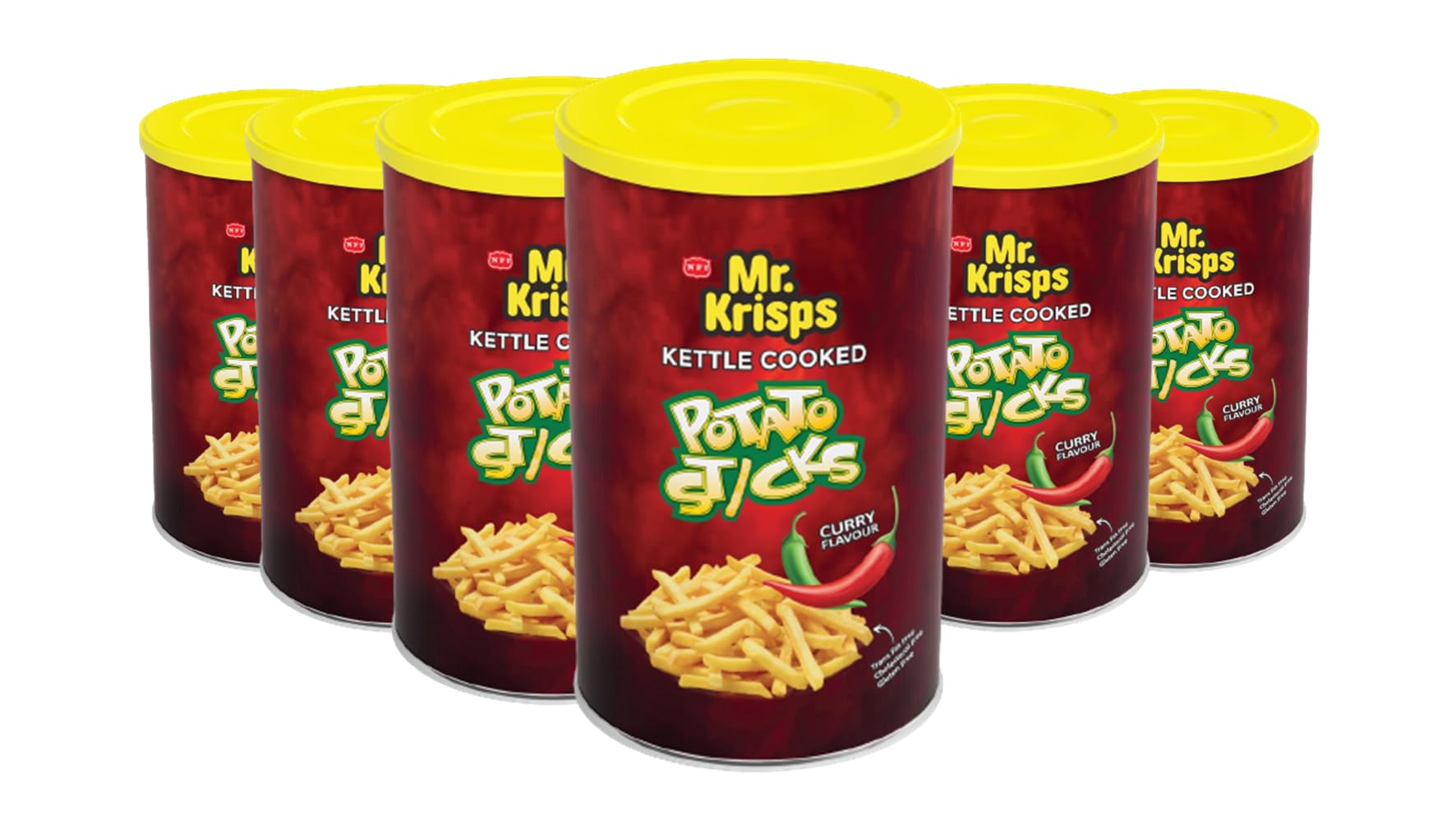 Mr. KrispsCurry Flavour Cooked Potato Sticks Can 45 g 6-Pack