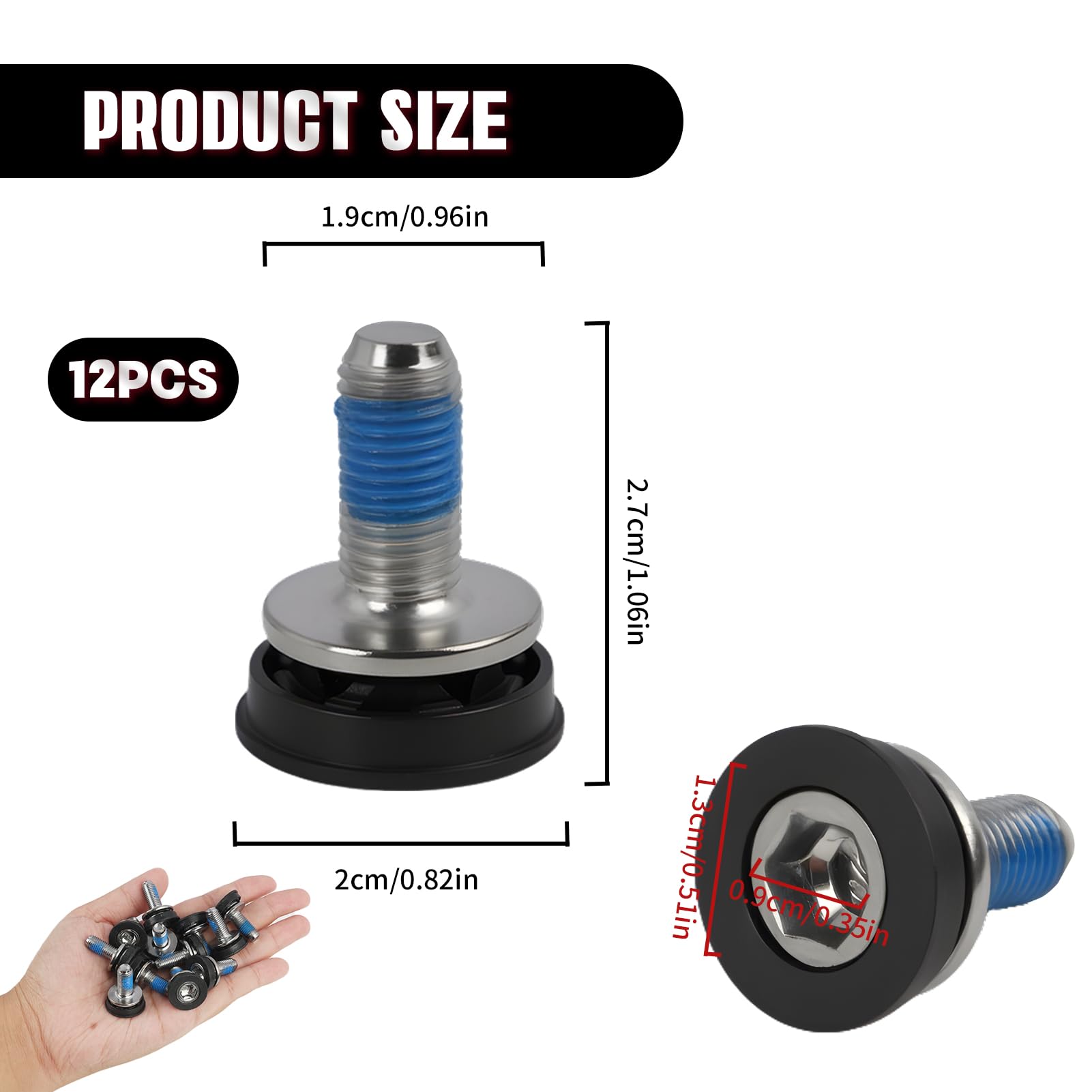 12pcs Bicycle Crank Screws M8, Bicycle Bottom Bracket Bolt, Waterproof Threaded Bicycle Bottom Bracket - Image 2