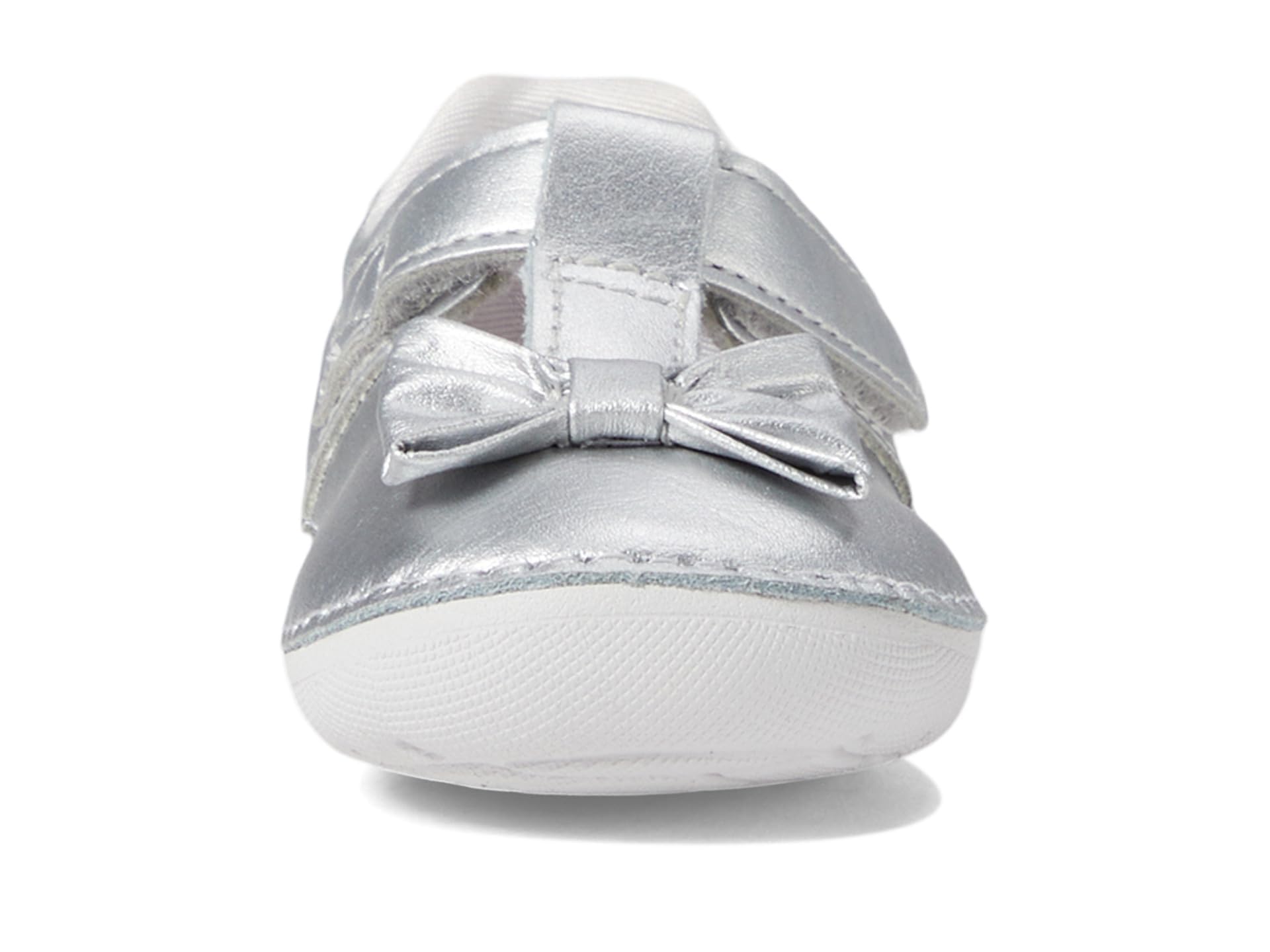 Stride Rite Girls SM Ashtyn Crib Shoe, Silver, 6 Wide Toddler