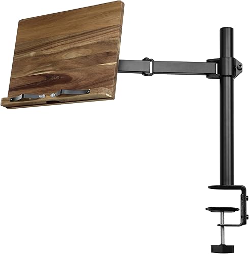 Navaris Soportes para libros con abrazadera - Soporte para libros para lectura - Soporte para libros de madera - Funciona con música, lectores