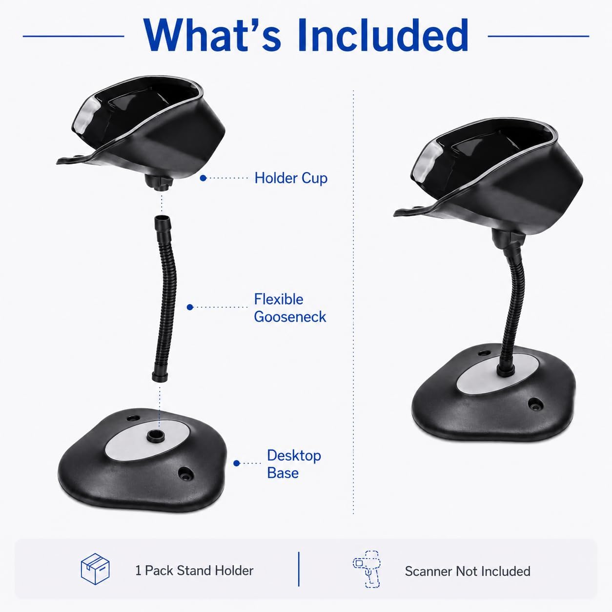 Barcode Scanner Stand Holder Compatible with Zebra Symbol DS2208 DS2278 DS4308 DS4608 DS8108, Adjustable Desktop Scanner Holder for Hands-Free Scanning. (2pcs) image 5