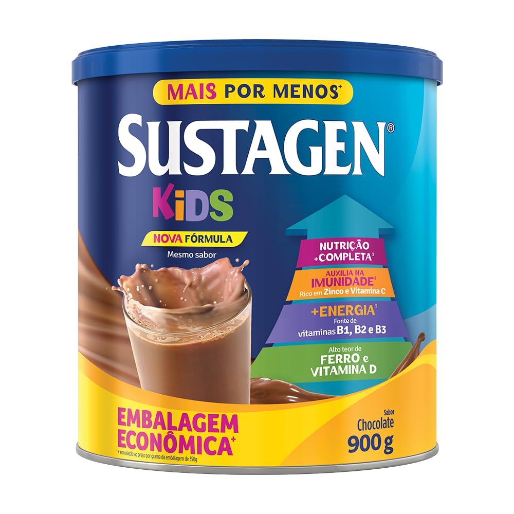 Sustagen: para que serve e como tomar (Kids, Adulto e Senior)-radardasaude 4 Sustagen Kids Complemento Alimentar Sabor Chocolate - Lata 900G