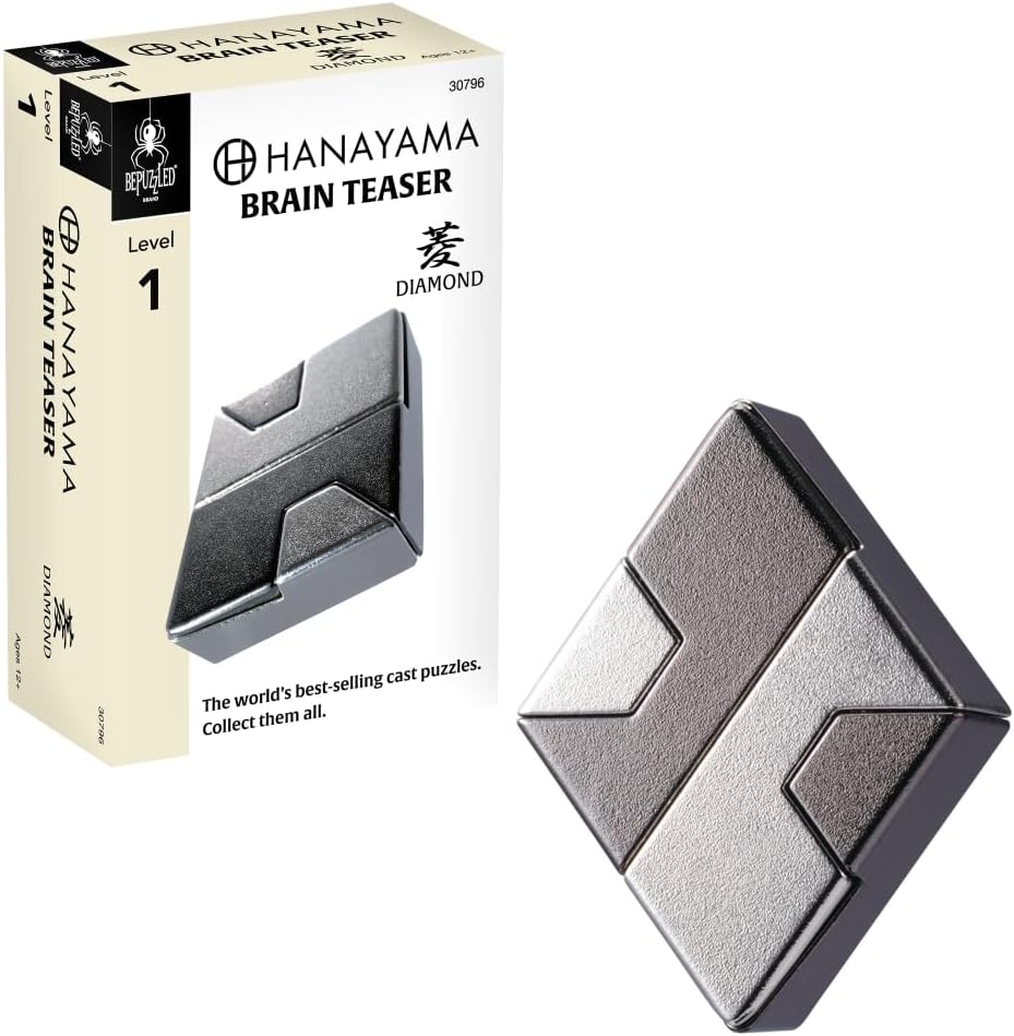 Bepuzzled Hanayama Level 1 Diamond Metal-Cast Brain Teaser Puzzle