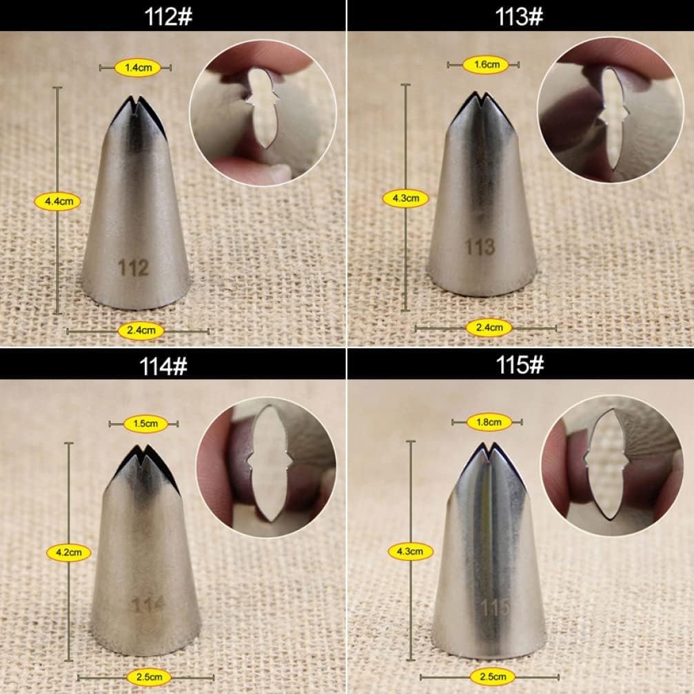 5 Pcs Cake Piping Nozzles Medium Leaf shape Piping Tips Stainless Steel Cake Piping Decorating Icing Dispensers Sets